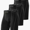 Runhit Compression Shorts Men Underwear Spandex Running Shorts Workout Athletic 3 Pack Black XL