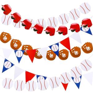 Tatuo 6 Pieces Baseball Banner Party Decorations Baseball Paper Garland Pennant Bunting Flag Decor for Sports Theme Birthday Party Supplies (Small)