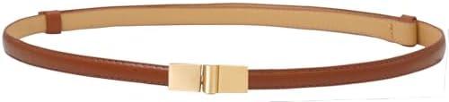 LXOrdora PU Leather Belts for Women Skinny Thin Waist Belt with Gold Buckle for Dresses, Size: Fit Waist Size up to 37in