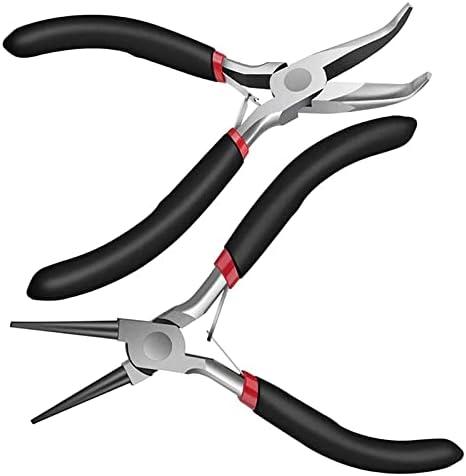 SATMW 2Pack Bent Chain Nose Pliers and Round Nose Pliers for Crafting and Repair Jewelry Making Supplies