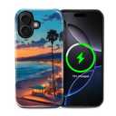 Case for iPhone 16, Magnetic Hybrid Shockproof Protective Phone Case with MagSafe Compatible Design, Sunset Beach