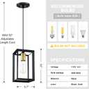 2 Pack 1 Light 5.7 Inch Hanging Gold Farmhouse Indoor Kitchen Island Black Gold Lantern Cage Finish Pendant Light for Kitchen Island Over Sink Dining Room Adjustable Length UL Certification