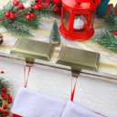 Fovths 2 Pack Christmas Stocking Holders for Mantle Christmas Stocking Holder for Fireplace Stocking Hooks for Mantle Weighted Stocking Hangers with Protective Pad for Xmas Party Decorations (Bronze)