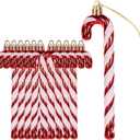 12 Pcs Red Christmas Ornaments Glitter Canes Christmas Tree Hanging Decorations Set DIY Crafts for Home Holiday Wedding Indoor Outdoor Party Decorations