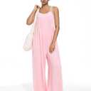 EUYZOU Jumpsuits for Women Casual Loose Fit Summer Outfits Wide Leg Rompers Sleeveless Vacation Trendy One Piece Jumpers