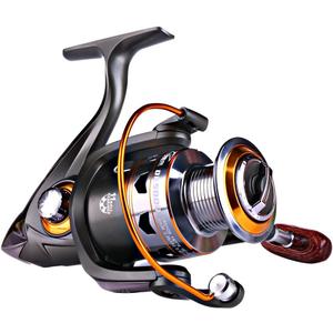 Sougayilang Spinning Fishing Reels with Left/Right Interchangeable Collapsible Wood Handle Powerful Metal Body 5.2:1/5.1:1 Gear Ratio Smooth 11BB for Inshore Boat Rock Freshwater Saltwater Fishing
