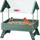 Kingsyard Ground Bird Feeder for Outdoors - Recycled Plastic Platform Feeder for Wild Birds, Rainproof Squirrel Feeders, 5 LBS Large Capacity, Green