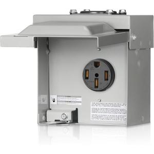 50 Amp RV Power Outlet Box, 125V/250V NEMA 14-50R RV Outlet, Weatherproof Outdoor Electrical Box with Receptacle Panel, Enclosed Lockable Power Box for RV Camper, ETL Listed H01OB06