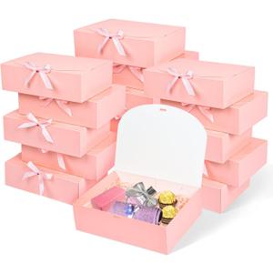 12Pack Pink Gift Boxes with Lids, 129.83.1 Inch Groomsmen Proposal Box, Luxury Pink Gift Box with Ribbon for Wedding, Birthday, Party, Christmas, Bridesmaid, Graduation