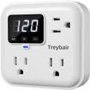 Surge Protector 3-Outlet Power Strip w/Advanced Voltage Protection, 80V-140V Power Surge Protectors for Refrigerator, TV, Computer | LED Display Voltage Monitoring Fireproof UL94V-1