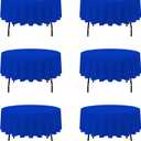 BRILLMAX 6 Pack Royal Blue 70 Inch Round Tablecloths Fit 30" to 54" Tables (8-20" Drop) - Circle Bulk Linen Polyester Fabric Washable Cloth Cover for Wedding Reception Banquet Birthday Party Buffet