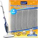 KEEPOW Steam Mop Pads Compatible with Mxnsewr Steam Mop, Compatible with GorFanty Steamer Mop GF-6610B/GF-6610, Fit for Neugo Steam Mops NE033, 4 Pack Spiral Microfiber Steam Mop Replacement Pads