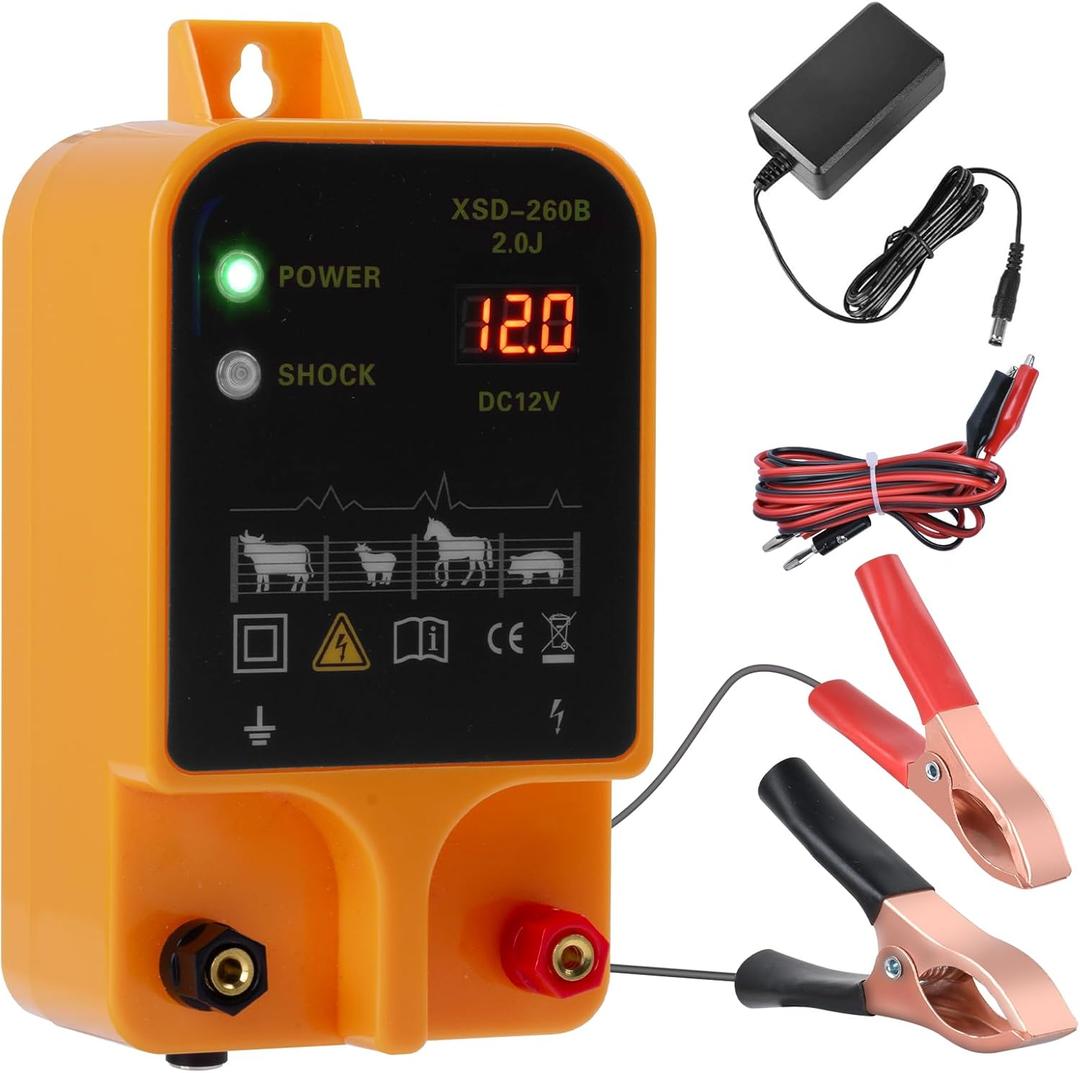 Electric Fence Charger - 2 Joules/10.5kV Electric Fence for 6.32 Mile/50 Acres, Plug-in Electric Fence for Wildlife Prevention, Farm, Poultry,Garden, Preventing Predators from Intruding