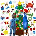 EMPOF Felt Christmas Tree for Toddlers, 3.5ft Felt WallTree Set for Kids Wall with Lights + Snowman Advent Calendar + 6 Face Stickers+ 33 Ornaments, Indoor Christmas Home Decor, Colorful