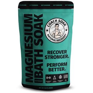 Coach Soak: Recovery Bath Soak - Alternative to Epsom Salt Bath Soak - Fast-Absorbing Magnesium Flakes with 21 Minerals, Bath Salts & Essential Oils - 3lbs (Cooling Peppermint) (48 Ounce (Pack of 1))