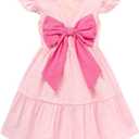 Toddler Girls Dress Ruffle Sleeveless Backless Bowknot Kids Baby Casual Dresses(Pink,12-18M)