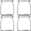 5.3oz / 7 OZ Mini Glass Jar with Lid for Pudding, Yogurt, Caviar, Herb, Jelly, Jams, Honey, Spices - Dishwaresafe - Pack-of-4Pcs (5.3, Circular, 8, MGJS5-7)