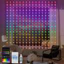 Smart Curtain Lights RGB 5050 Built in Chip, Color Changing Curtain Lights with Music Sync APP Remote Control, 8Ft x 6Ft 144LED USB Powered Fairy Lights for Party Patio Garden Decor