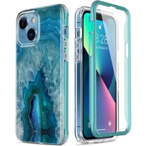 Esdot for iPhone 13 Case with Built-in Screen Protector,Military Grade Rugged Cover with Fashionable Designs for Women Girls,Protective Phone Case 6.1" Agate Stone