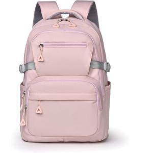 Preppy Aesthetic Large Laptop Backpack Y2K Vintage College Daypack for Travel Work Lightweight Waterproof Commute Bag (Pink)