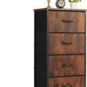 4 Drawers Dresser for Bedroom Fabric Storage Tower with Wooden Top, 11.8"D x 17.7"W x 37.4"H