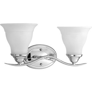 Progress Lighting 2-Light Etched Glass Traditional Bath Vanity Light, Trinity Collection, Indoor, P3191-15, Polished Chrome, 17-1/2-Inch Width x 11-Inch Height