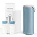Portable Breast Milk Cooler for Travel, 22oz Large Capacity Breastmilk Chiller for Working Moms, 360 Cooling Keeps Milk Chilled 24 Hours, Includes 2 Baby Bottles, Breastfeeding Essentials (Blue)