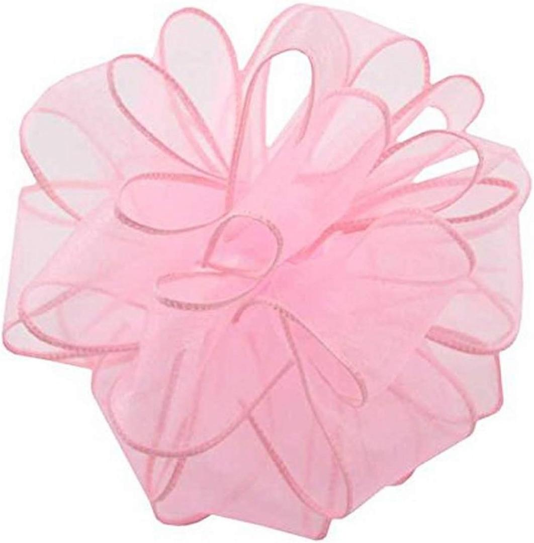 Berwick Offray 2.5" Wide Sheer Spring Wired Edge Ribbon for Decoration and Crafts, 50-Yard Spool, Pink