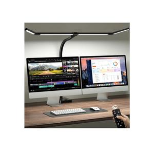 ONEMIX 42" LED Desk Lamp for Home Office, Eye-Caring Desk Light with Adjustable 4-Segment Bar, 1800LM Bright, Remote, Architect Table Lamp with Base for Dual Monitors, Reading, Study, Workbench(Black)