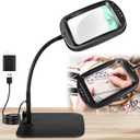 10X 30X 7 Inch Extra Large Magnifying Glass with Light and Stand, 5 Color Modes Magnifying Lamp Adjustable Lighting Level, Flexible Gooseneck Hands Free Reading Magnifier for Books Crafts Close Work (6.2x4.2 inch)