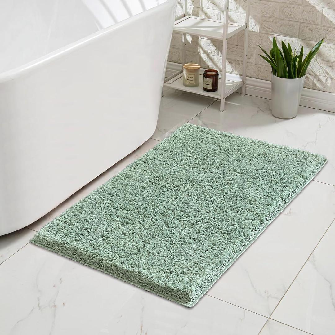 CozeCube Sage Green Bathroom Rug 59" x 24", Bath mats for Bathroom Non Slip, Ultra Soft Bath Rugs Washable, Plush Microfiber Area Rugs for Bedroom
