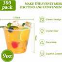 9 oz Clear Plastic Cups, 300 Pack Disposable Crystal Punch Cups for Party,Sturdy Recyclable PET Clear Cocktail Tumblers Wine Cup for Wedding,Birthday,Christmas
