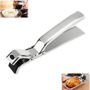 Hot Plate Gripper, Upgrade Hot Plate Gripper Tongs, Stainless Steel Anti-Scald Bowl Holder Clip, Multi-Purpose Pan Clips Tool for Microwave, Oven, Air Fryer, Steamer, Pots & Bowls (1 PCS)