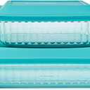 Pyrex Colors Tinted (2-Pack, Full Set) Tinted Glass Baking Dish with BPA-Free Lid, Oblong Bakeware Glass Pan For Casserole & Lasagna, Dishwasher, Freezer, Microwave and Pre-Heated Oven Safe, Aqua (9x13, 8x8)