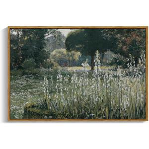 InSimSea Framed Canvas Wall Art Vintage Decor, Landscape Wall Art Home Decor, Modern Farmhouse Decor, Canvas Wall Art for Living Room Decor, Cottagecore Bedroom Kitchen Bathroom Decor, 24"x36" (Galtonia)