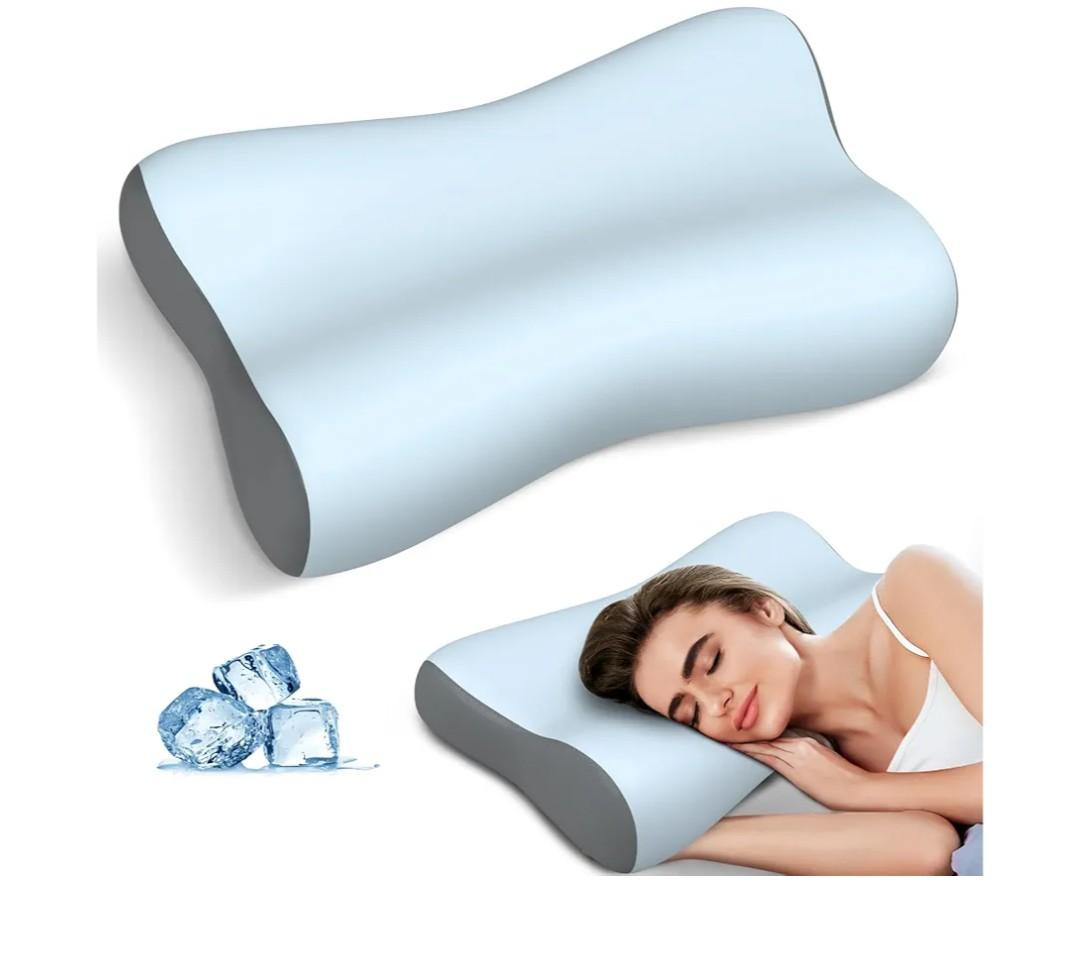 Cervical Neck Pillow, Contour Memory Foam Pillows for Neck Pain Relief, Ergonomic Pillow for Sleeping, Orthopedic Bed Pillow Neck Support Pillow for Side Back Stomach Sleepers with Cooling Pillowcase
