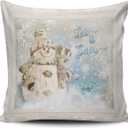 ONGING Decorative Throw Pillow Case Gray Blue and Ivory Christmas Cute Snowman with Snowflakes Pillowcase Cushion Cover One Side Design Printed Square Size 20x20 inch (Multi 04)