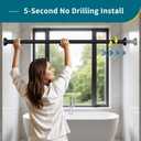 Black Shower Curtain Rod 36-68 Inch(3-5.6ft) Never Rust No Drilling Spring Tension Shower Rod, Adjustable Curtain Rod for Bathroom Window Closet