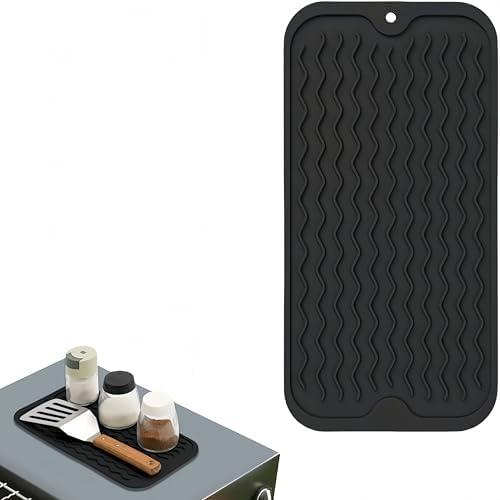 Geban 12 x 6" Silicone Griddle Mat for Blackstone Grill, Heat Resistant BBQ Tool Mat for Outdoor Grilling, Camping Cooking, Griddle Grill Accessories (Black) 3 PACK