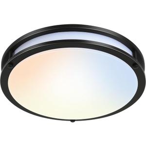 16 inch Dimmable LED Flush Mount Ceiling Light, Oil Rubbed Bronze, 36W, 2200LM, 2.7/3/3.5/4K/5K Adjustbale, 120°Light Angle, CRI80, Ceiling Lamp for Bedroom, Kitchen, Office, Garage, ETL Listed