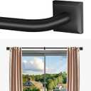 Black Curtain Rods for Windows 66-184 Inch(5.5-15.3ft) Heavy Duty Wrap Around Blackout Curtain Rods, Extra Long Adjustable Room Darkening Drapery Rod for Bedroom, Living Room & Outdoor Patio