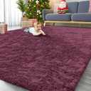 OLANLY 9x12 Machine Washable Large Area Rugs for Living Room, Bedroom, Soft Fluffy Shaggy Bedside Rug, Indoor Floor Carpet for Kids Girls and Boys, Dorms, Nursery, Home Decor Aesthetic, Burgundy