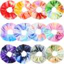 IVARYSS Scrunchies for Girls, 12 Pcs Tie Dye Velvet Scrunchies for Hair, Soft Rainbow Ponytail Holder, Cute Candy Colors Elastic Hair Bands for Teens and Women