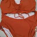Viottiset Women's Cut Out Drawstring One Piece Swimsuit Cheeky High Cut Bathing Suit, Size L