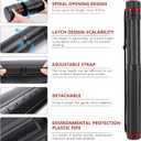 DEWEL Post Tube Expands from 30to 51, Waterproof Blueprint Holder Telescoping Art Tube, Large Plastic Black Fishing Rods Case Storage Tube, Light Resistant Drawing Tube with Strap (XL Size)