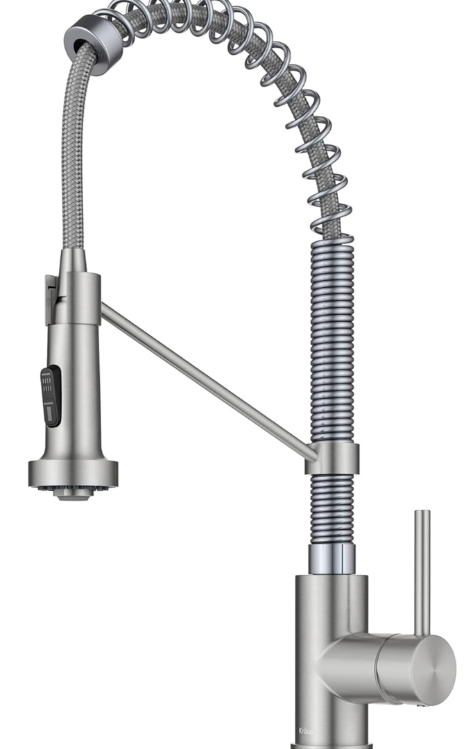 KRAUS Bolden 2-Function Single Handle Pull Down Kitchen Faucet, Commercial Style Stainless Steel/Chrome, KPF-1610SSCH