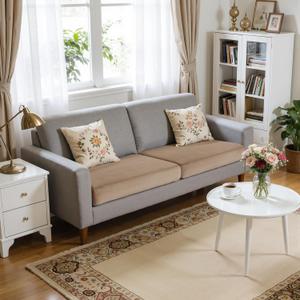 Hokway Velvet Couch Cushion Covers Water Resistant Seat Covers Stretch Sofa Cushion Protector(2 Cushion Sofa, Camel)