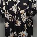 QACOHU Summer Dresses for Women V Neck Ruffle Short Sleeve Casual Shift Dress (XX-Large, Black Flower)