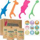 Biodegradable Kids Flossers -200 Pack, Natural Kids Floss Picks, Fluoride Free, Biodegradable Floss Pick, Organic Animal Dental Floss Picks, Dental Floss Sticks - 4 Fun Animal Designs