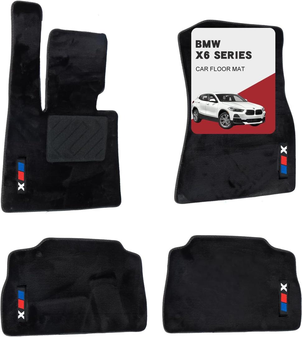 Custom 3D Car mats for BMW X6 2020-2024 Wool Carpet Car Mats - Glowing, Anti-Slip, All-Weather Full Coverage with Logo
